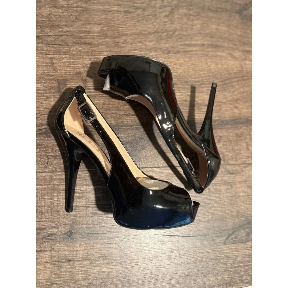 GUESS Women’s Peep Toe Platform Pumps Black Size 6 NEW The Box Shows Shelf Wear